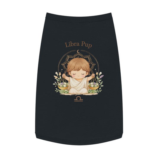 Libra Pup Pet Tank Top — Zodiac Dog Shirt with Cute Libra Illustration